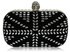 LSE00168- Wholesale & B2B Black/White Studded Clutch Bag With Crystal-Encrusted Skull Clasp Supplier & Manufacturer