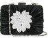 LSE006 - Black Gorgeous Crystal  Satin Rouched Brooch Hard Case Black Evening Bag