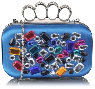 LSE00171 - Wholesale & B2B Blue Knuckle Rings Clutch With Crystal Decoration Supplier & Manufacturer