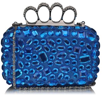 LSE00172 - Wholesale & B2B Teal  Knuckle Rings Clutch With Crystal Decoration Supplier & Manufacturer