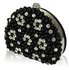 LSE00173 - Black  Beaded Pearl Rhinestone Clutch Bag
