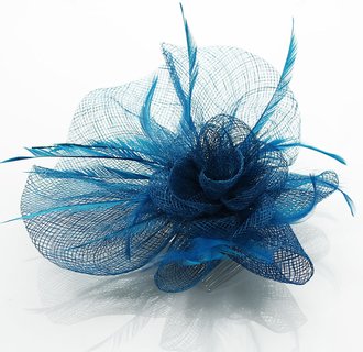 LSH0070A- Teal Feather & Flower Fascinator on Comb