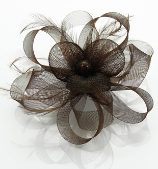 LSH0088- Coffee Feather & Flower Fascinator