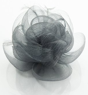 LSH0091- Grey Feather & Flower Fascinator