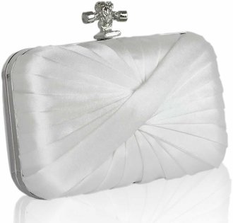 LSE0030 - Ivory Satin evening cluth bag
