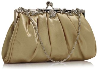 LSE0098 - Nude Crystal Evening Clutch Bag