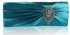 LSE0077 - Turquoise Ruched Satin Clutch With Crystal Flower