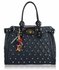 LS4001 - Navy Dual Handle Tote Handbag With Crystal Decoration