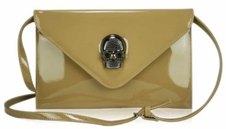 LSE00180- Nude Patent Skull Clutch purse