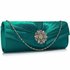 LSE00104 - Turquoise Crystal Flower Satin Clutch