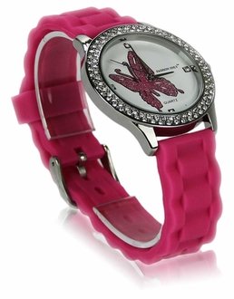 LSW0018- Wholesale & B2B Fuchsia Womens Butterfly Diamante Watch Supplier & Manufacturer