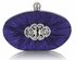 LSE0093 - Gorgeous Navy Crystal Satin Rouched Hard Case Evening Bag