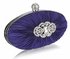 LSE0093 - Gorgeous Navy Crystal Satin Rouched Hard Case Evening Bag