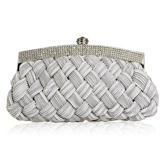 LSE00192 - Silver Crystal Evening Clutch Bag