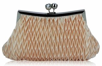 LSE00193 - Nude Crystal Evening Clutch Bag