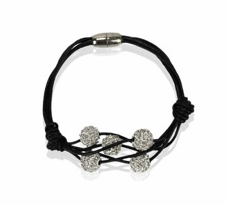 LSB0055- White Crystal Bracelet With Pearl Charm
