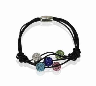 LSB0055- Multi Coloured Crystal Bracelet With Pearl Charm