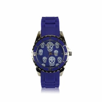 LSW0013- Unisex Blue Skull Watch