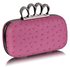 LSE00188 - Pink Ostrich Skin Knuckle Clutch/Crossbody purse