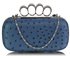 LSE00188 - Navy Ostrich Skin Knuckle Clutch/Crossbody purse
