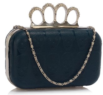 LSE00195- Navy Skull Embossed Clutch Bag