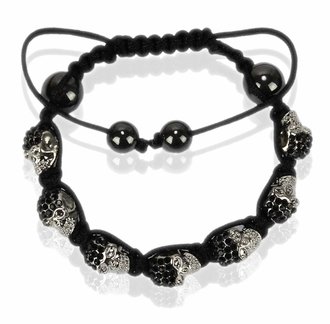 LSB0049- Black Crystal Skull Bracelet