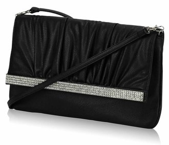 LSE00187- Black Flapover Clutch Purse