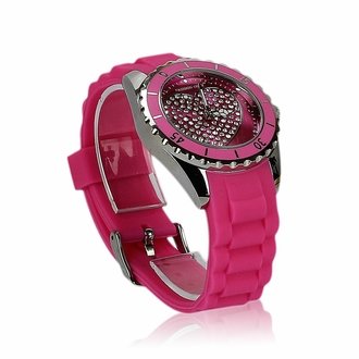 LSW005- Wholesale & B2B Women's Fuchsia  Heart Diamante Watch Supplier & Manufacturer
