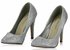LSS00102 - Silver Diamante Embellished High Heel Court Shoes