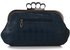 LSE00196 - Navy Sparkly Crystal Satin Evening Clutch