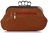 LSE00196 - Brown Sparkly Crystal Satin Evening Clutch