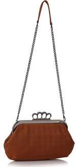 LSE00196 - Brown Sparkly Crystal Satin Evening Clutch