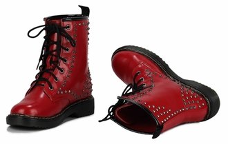 Wholesale Shoes Additional Shipping Per Carton Applies LSS00114 Red Studded Chunky Boots Ladies handbags clutch bags and fashion accessories