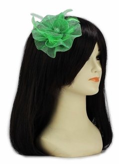 LSH00132- Green Feather & Mesh Flower Fascinator