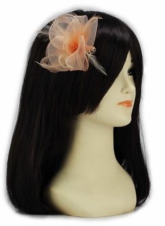 LSH00150 - Nude Feather & Mesh Flower Fascinator on Clip