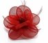 LSH00147- Red Feather & Mesh Flower Fascinator on Clip