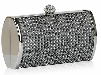 LSE0081 - Grey Sparkly Diamante Evening Clutch