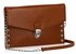 LSE00201 - Brown Studded Flapover Clutch Purse
