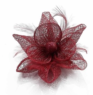 LSH00140 - Pink Feather and Mesh Flower Fascinator