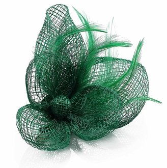 LSH00126- Green Feather and Mesh Flower Fascinator