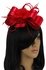 LSH00101 - Red Feather & Flower Fascinator on Comb