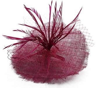 LSH00118 - Fuchsia Mesh Hat Feather Fascinator