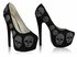 LSS00115 - Black Skull Diamante Embellished Platform Shoes