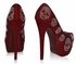 LSS00115 - Red Skull Diamante Embellished Platform Shoes