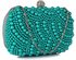LSE00209 - Emerald Beaded Pearl Rhinestone Clutch Bag
