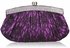 LSE00216 - Purple Floral Satin Lace Clutch Bag