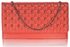 LSE00218 - Red Quilted Purse With Skull Stud Detail