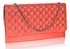 LSE00218 - Red Quilted Purse With Skull Stud Detail