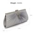 LSE00221 - Silver Satin Clutch Bag With Crystal Decoration