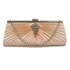 LSE00221 - Champagne Satin Clutch Bag With Crystal Decoration